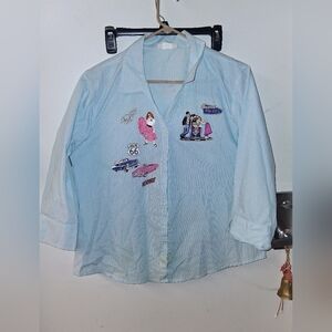 Tia Designs blue stripe vacation top